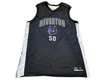 Camisa de basquete masculina Shirts & Skins, tamanho XL, preta, reversível, Riverton 50, excelente estado.