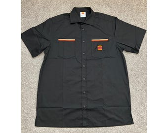 Burger King Manager Shirt Mens Medium Black Excellent Short Sleeve Button Down