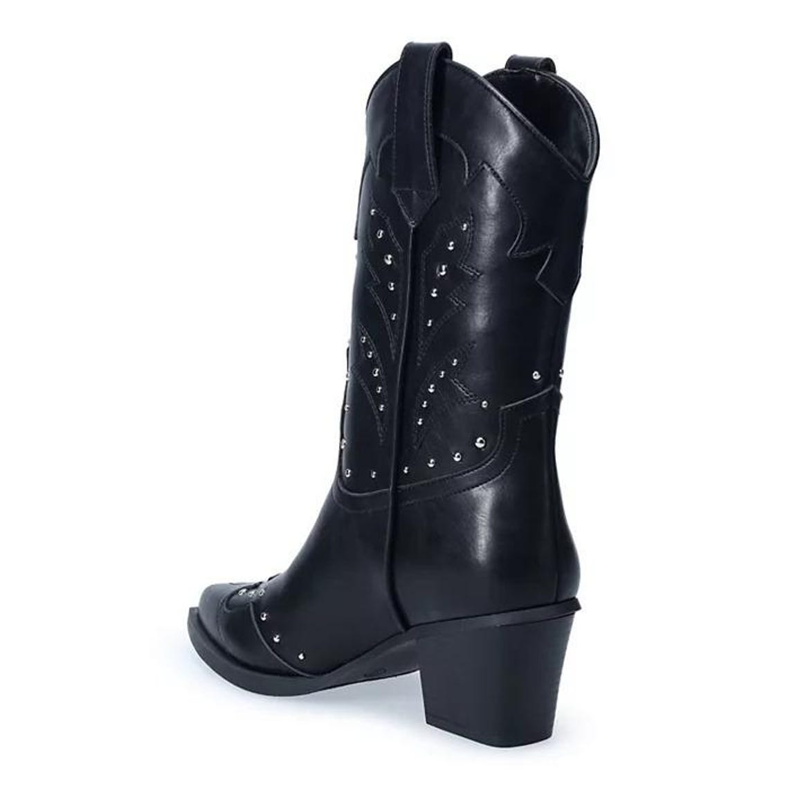 SO Rivver Cowboy Boots Womens 9.5 Black New Studded Western Pointed Toe Goth, foto 3 di 5