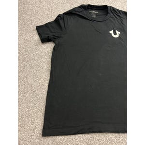 True Religion T-Shirt Mens Medium Black Excellent Buddha Graphic Since 2002 Logo image 8