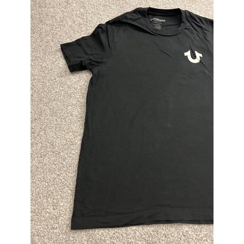 True Religion T-Shirt Mens Medium Black Excellent Buddha Graphic Since 2002 Logo image 8