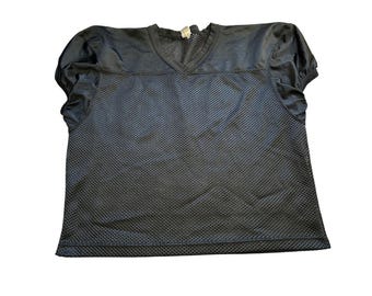 Camisa de treino de futebol A4 masculina tamanho médio, preta, excelente, em malha, com decote em V, ideal para atividades físicas.