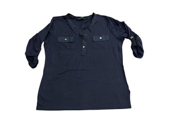 Haut à col boutonné Lauren Ralph Lauren pour femme Bleu marine moyen