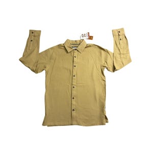 Camisa Sovereign Code Archer para hombre, talla S, color tostado, tejido gofrado, manga larga con botones, nueva con etiquetas.