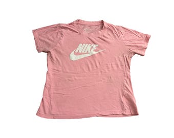 Nike Graphic T-Shirt Girls Large Pink Excellent Short Sleeve Futura Logo Tee