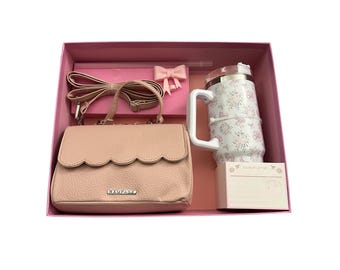 Conjunto de Presente Rampage Tumbler Feminino Rosa NOVO com 5 Peças, Bolsa Transversal e Copo de 30oz RP-BOX1277