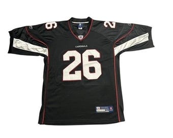 Camisa vintage Reebok Arizona Cardinals masculina tamanho 52 preta em excelente estado. Beanie Wells 26 NFL