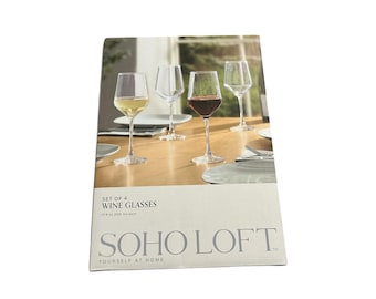 Conjunto de 4 taças de vinho Soho Loft, 500ml, transparentes, de excelente qualidade, com design moderno e angular.