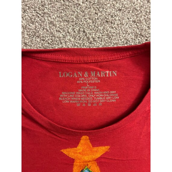 Logan & Martin Marvel Avengers Christmas Tree Shirt Mens L Red Excellent Graphic View 3