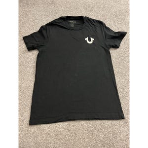True Religion T-Shirt Mens Medium Black Excellent Buddha Graphic Since 2002 Logo image 4