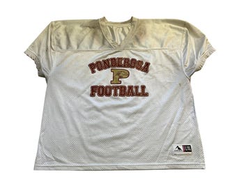 Camisa de futebol americano Augusta Sportswear masculina tamanho G/GG branca com detalhes em malha Ponderosa para treino.