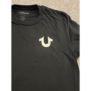 True Religion T-Shirt Mens Medium Black Excellent Buddha Graphic Since 2002 Logo image 5