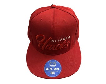 Ultra Game Atlanta Hawks Hat Mens OSFM Red New NBA Snapback Flat Brim Cap