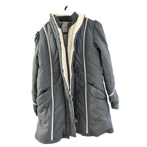 Dawn Quilted Parka Jacket Womens 11/12 Grey Excellent Vintage Toggle Zip Coat