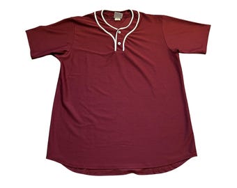 Camisa de beisebol Academy Sports masculina, tamanho pequeno, cor bordô, excelente, modelo Henley Mesh N4183