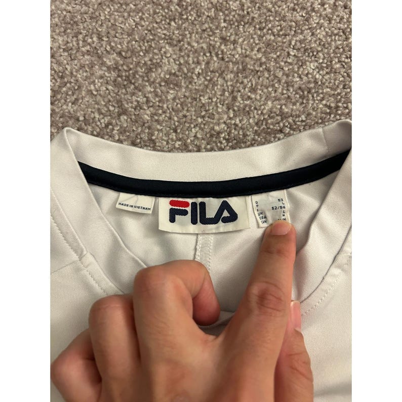 Fila Performance T-Shirt Mens Large Navy White Excellent Striped Athletic Top image 4
