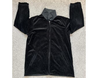 90s CS Signature Reversible Jacket Unisex Small Black Excellent Corduroy Zip