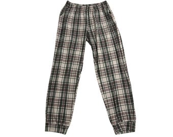 Womens XL Plaid Fleece Pajama Pants Grey Pink Cozy Lounge Jogger Very Good