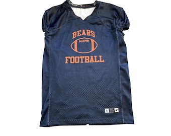 Camisa de futebol americano 4Front Athletics, tamanho juvenil XL, azul marinho, com estampa dos Bears.