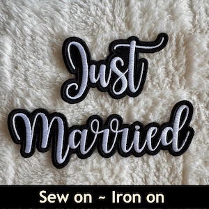 Custom Just Married Embroidered Patch Set – Iron On/Sew On Jacket Bride Accessory