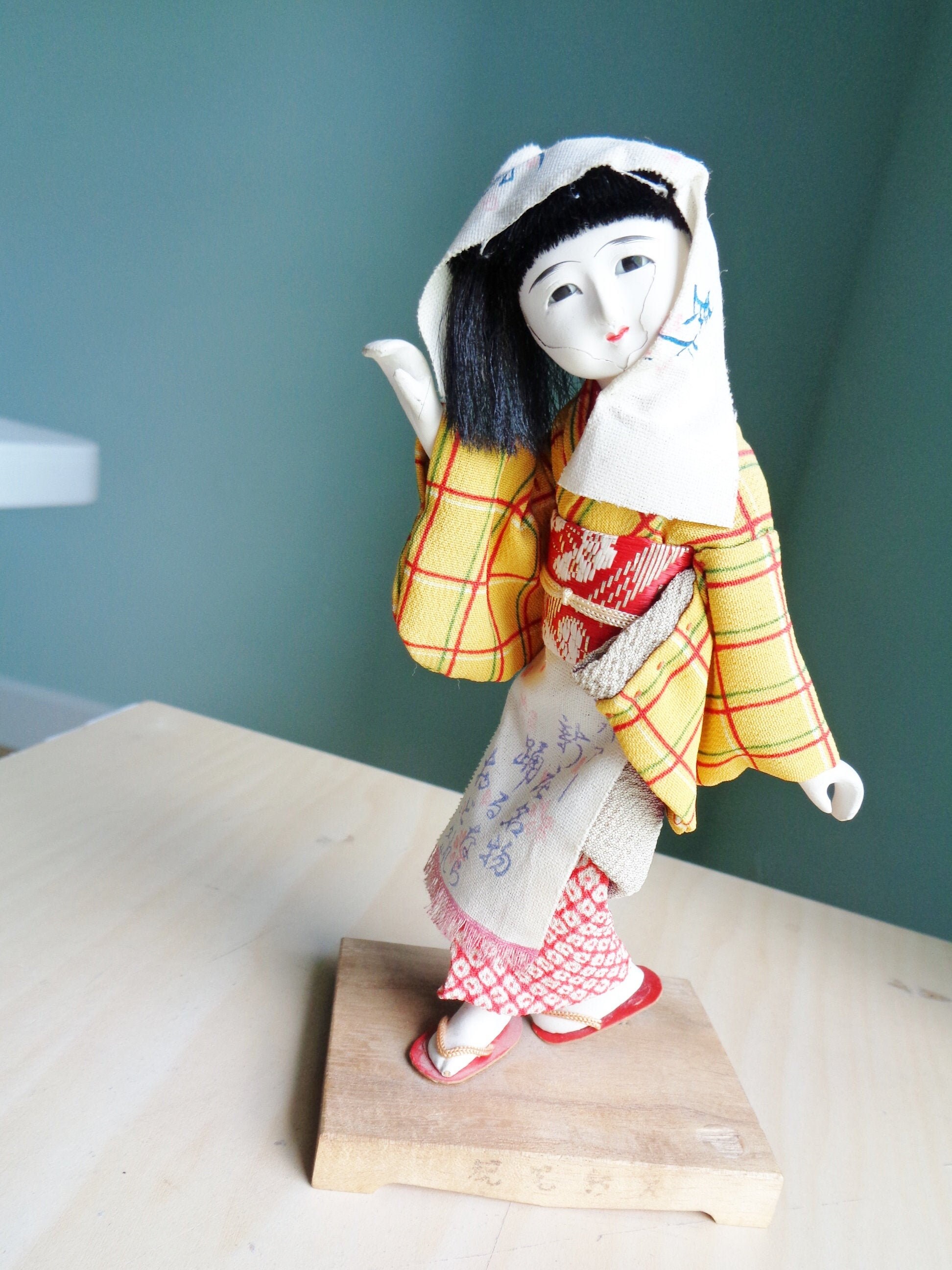 Japanese Young Girl Figure Glass Eyes Ichimatsu Vintage ABGGoodStuff