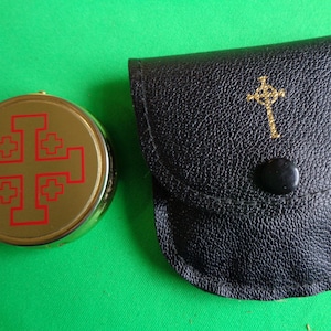 Jerusalem Cross Pill Box and case Vintage ABGGoodStuff