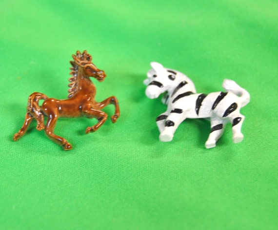Vintage Scatter Pins Pony and Zebra - image 1