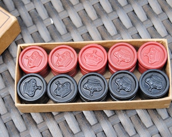 Vintage Rare Queen Clay Draughts or Checkers 30 pieces by W.C. Horn, Bro. & Company