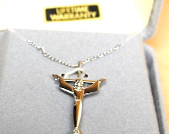 Vintage Sterling Silver Cross with Jesus wearing a Robe