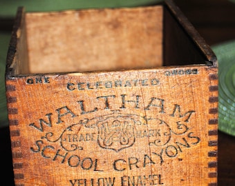 Vintage Waltham School Crayon Wood Box