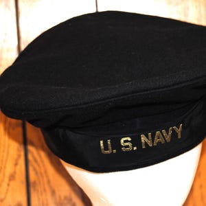 Vintage WWII US Navy Blue Wool Flat Cap - Etsy