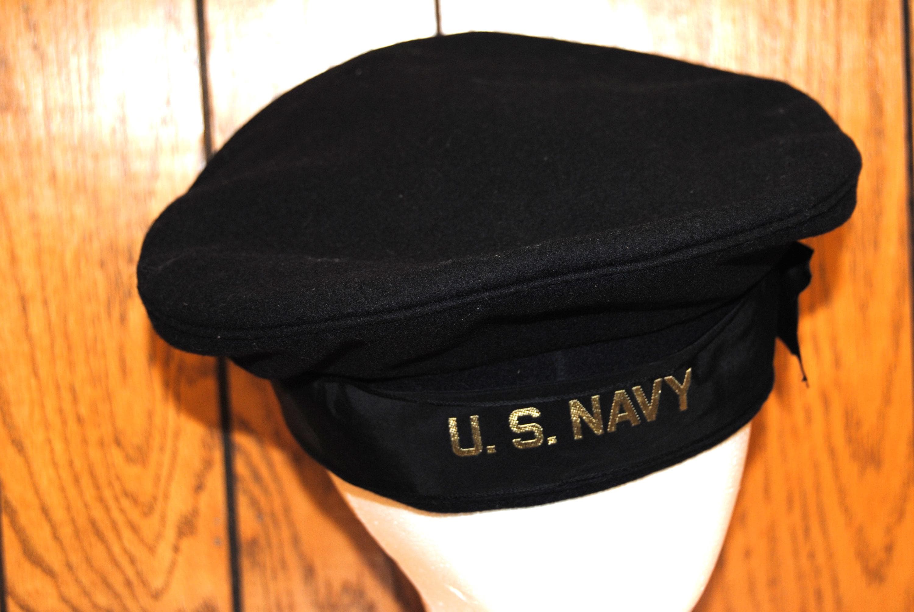 アンティーク雑貨 40s-50s vintage us navy usnavy USN Vintage WWII US Navy Blue Wool Flat Cap - Etsy