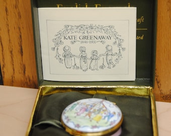 Vintage Kate Greenaway Maypole Enamel round box Crummles & Co.
