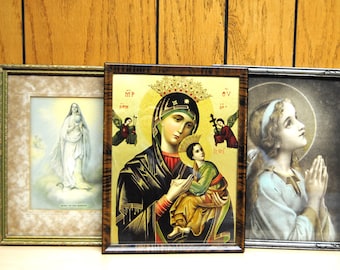 Vintage Three Religious Framed Prints Original Frames All Sold Together