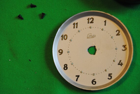 Vintage Miniature Clock And Metal Casing Vintage Miniature Clock And Metal Casing