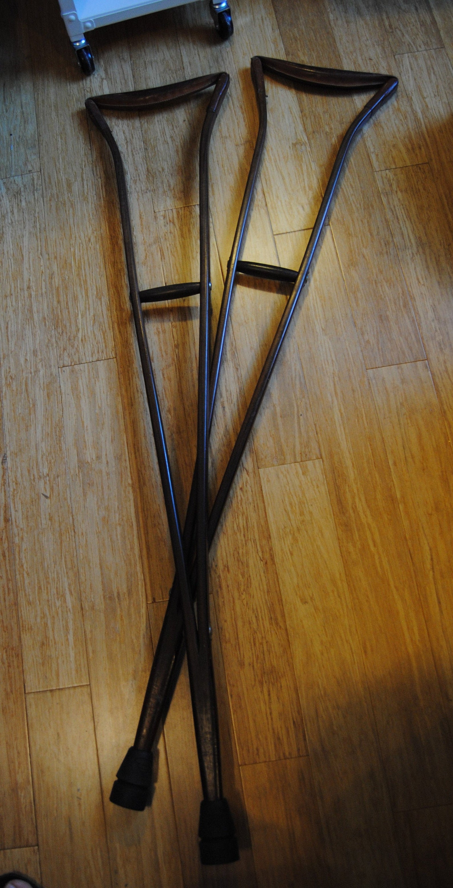 Antique Solid Rosewood Crutches with Leather Padding Etsy