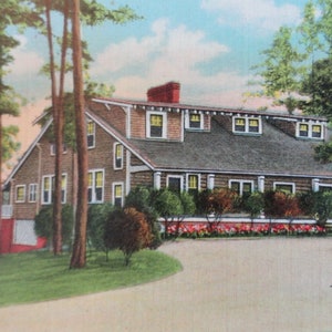 Cartão postal de linho com litografia 1949 New Bern Country Club Vintage ABGGoodStuff