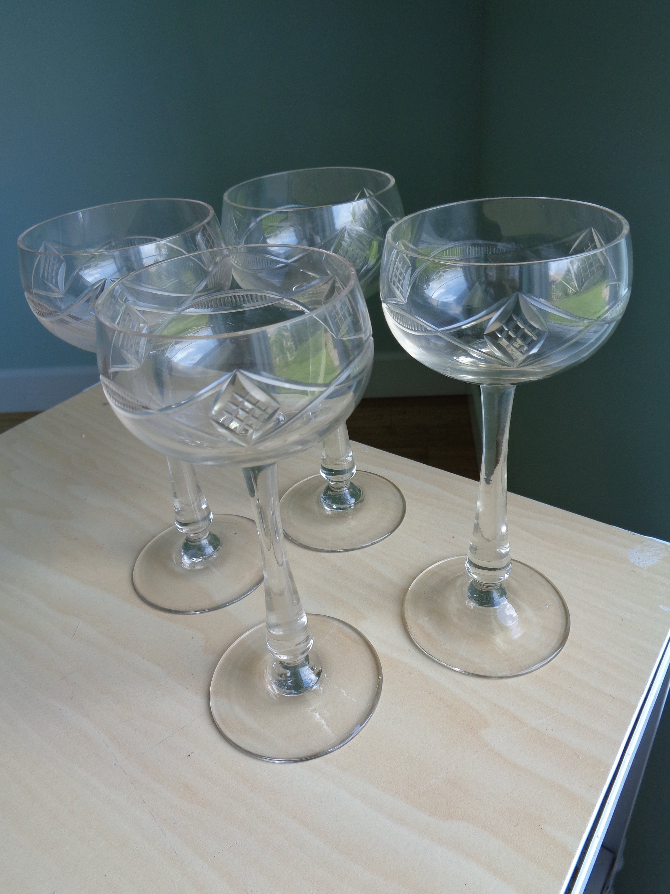 Bavarian Lead Crystal Wine Glass Germany Set Heavy Clear Antique