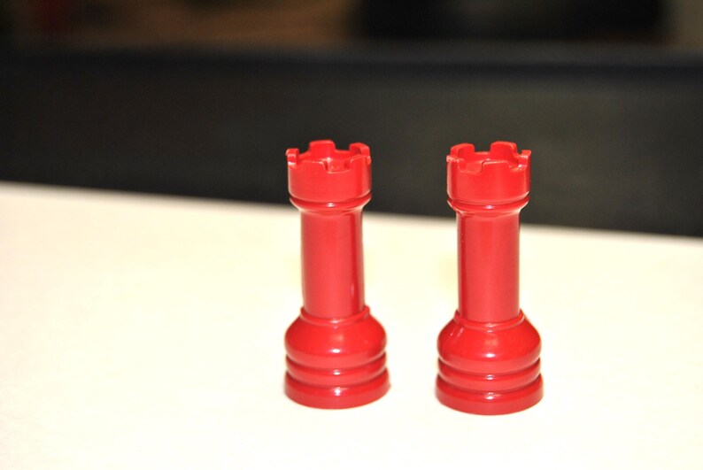 Vintage Red and White Plastic Chess Pieces - Etsy