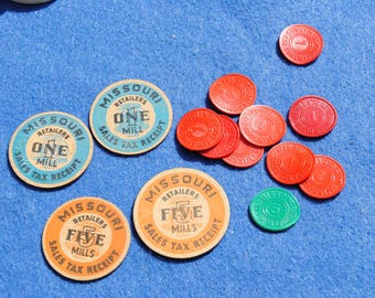 Vintage Missouri Sales Tax Tokens & Receipt Coins