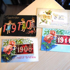 Cartoline di Capodanno datate, Antique ABGGoodStuff