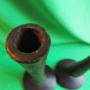 Long Tapered Wood Candlestick Holders Vintage ABGGoodStuff