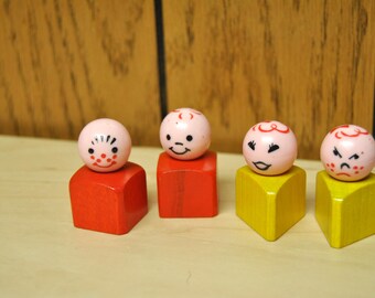 Vintage Fisher Price Wood Little People Shapes
