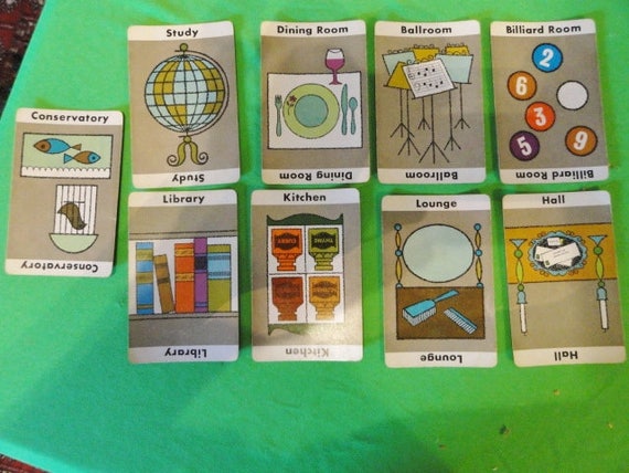 Vintage Clue Game Cards Original Game Room Cards 1963