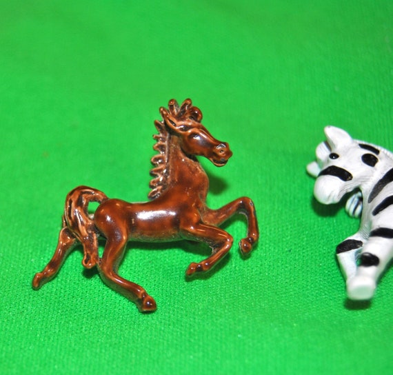 Vintage Scatter Pins Pony and Zebra - image 2