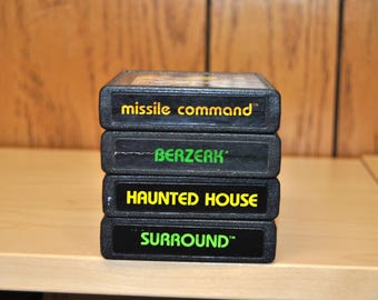 Vintage Atari 2600 Game Cartridges Berzerk Haunted House Surround Missile Command