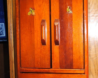 Vintage Doll Clothes Wood Closet Armoire