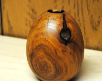 Vintage Hickory Wood Vase hollowed out