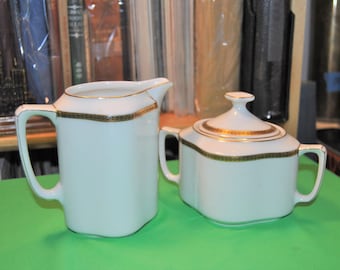 Vintage Creamer and Sugar Bowl German Fraureuth Pattern 30427 Fine China