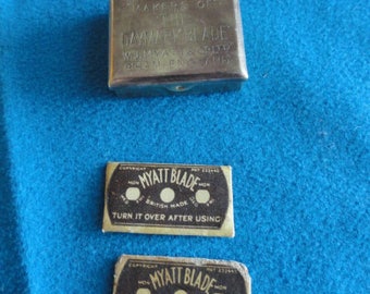 Mini Razor Kit Vintage Myatt & Co. Brass Travel Miniature Razor set